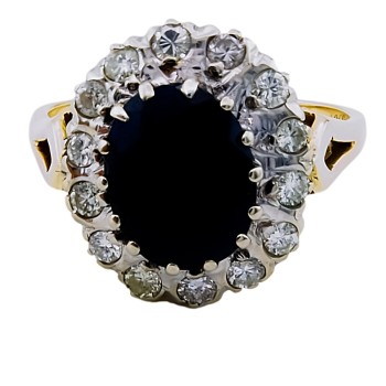 18ct gold Sapphire/Diamond Cluster Ring size O